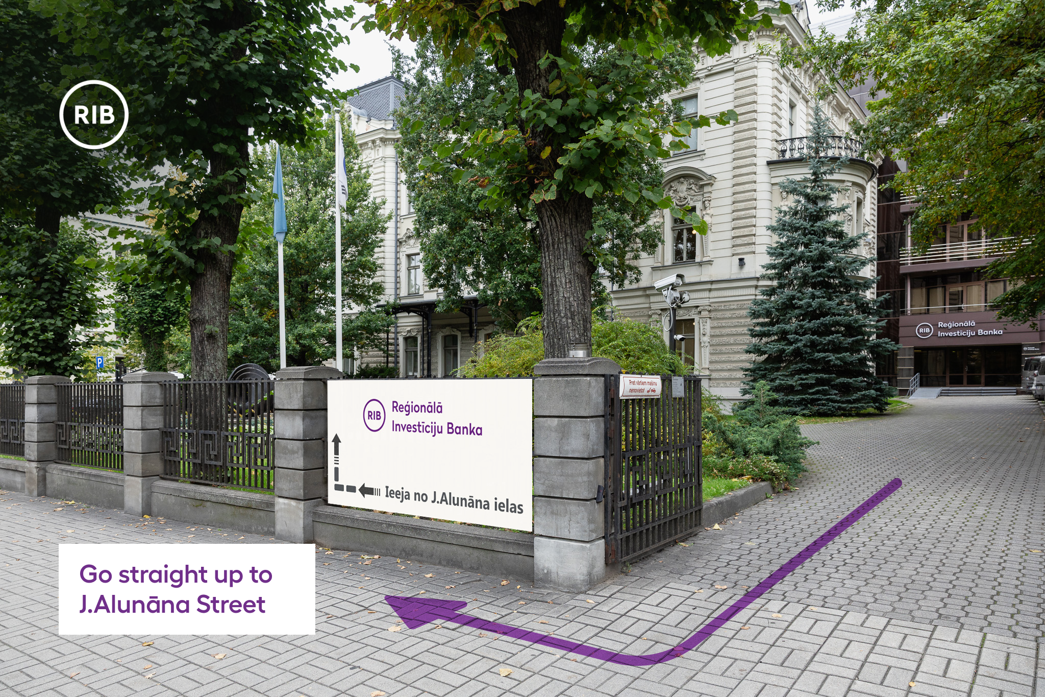 RIB building reconstruction works commenced on October 1, 2026. The entrance to the Bank is at 2 J.Alunāna Street.