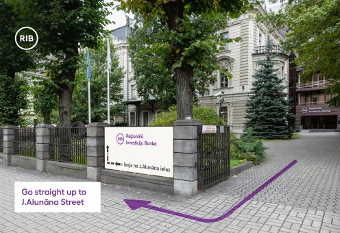 RIB building reconstruction works commenced on October 1, 2026. The entrance to the Bank is at 2 J.Alunāna Street.
